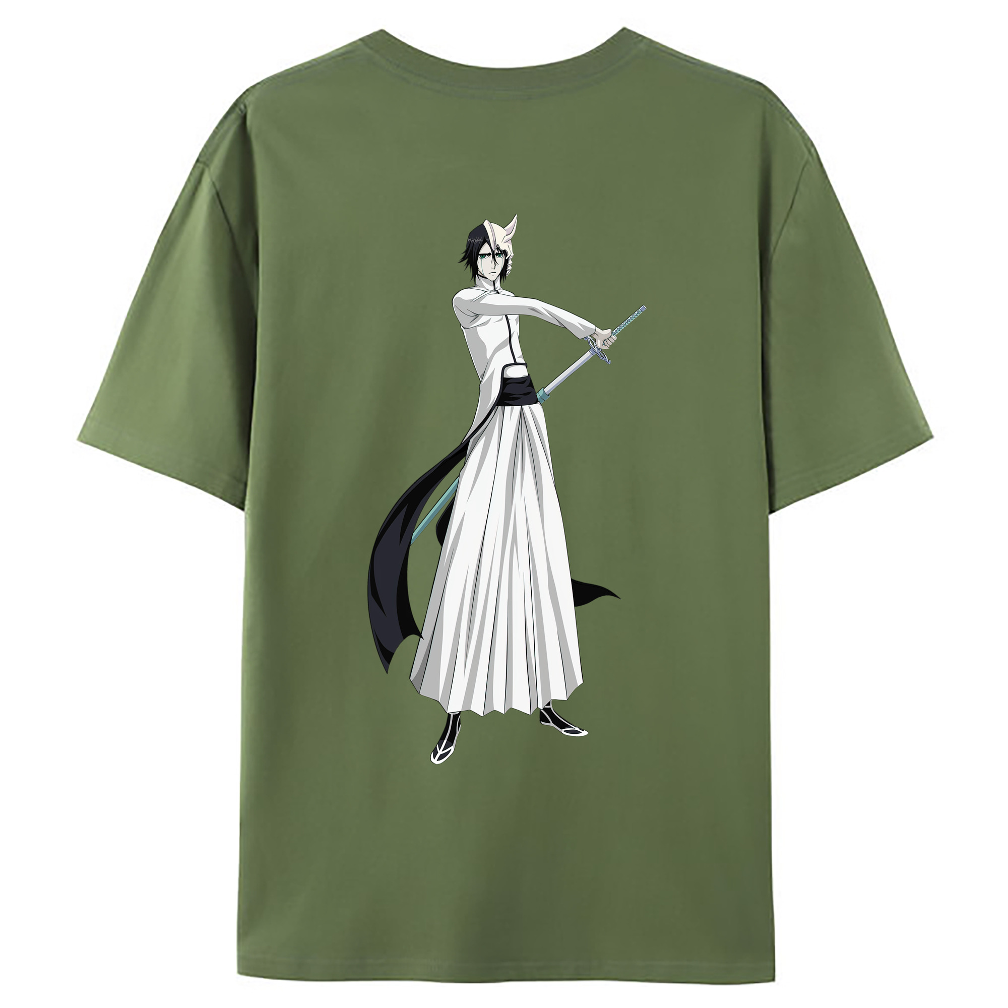 （画像用） ブリーチ ウルキオラ·シファー BLEACH Ulquiorra cifer 綿100％ メンズ半袖Tシャツ（バックプリント） 通気性